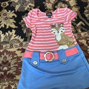Lilt Pink and White Striped Top with Glittery Floral Design